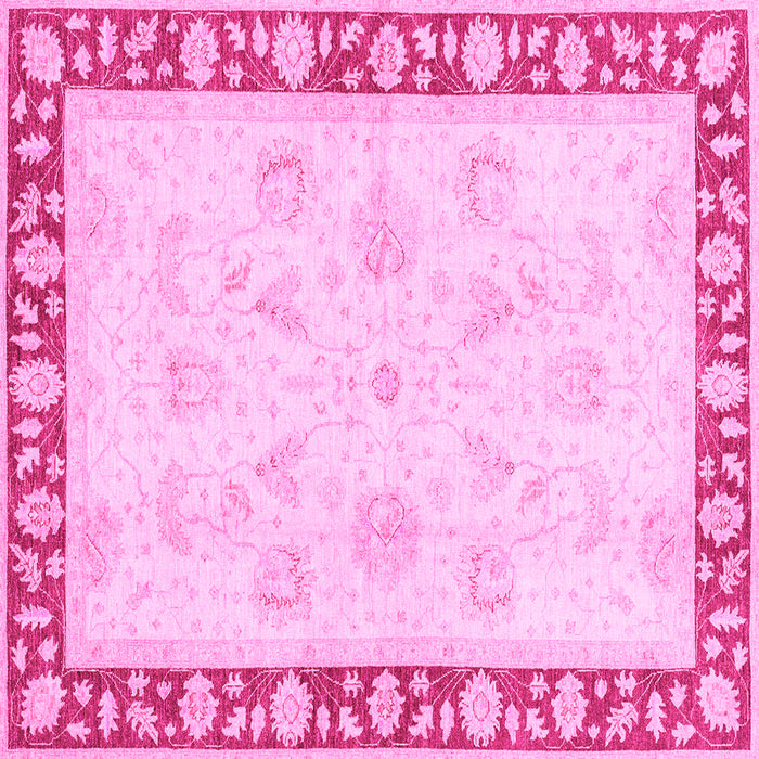 Square Machine Washable Oriental Pink Traditional Rug, wshabs3427pnk