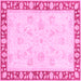 Square Machine Washable Oriental Pink Traditional Rug, wshabs3427pnk