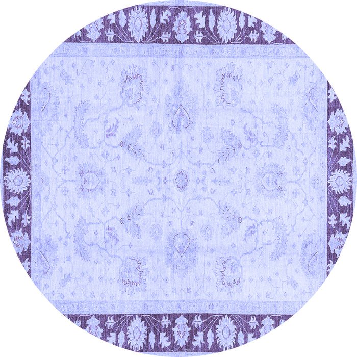 Round Oriental Blue Traditional Rug, abs3427blu