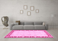 Machine Washable Oriental Pink Traditional Rug, wshabs3427pnk