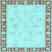 Square Machine Washable Oriental Light Blue Traditional Rug, wshabs3427lblu