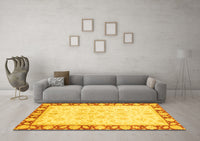 Machine Washable Oriental Yellow Traditional Rug, wshabs3428yw