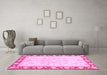 Machine Washable Oriental Pink Traditional Rug in a Living Room, wshabs3428pnk