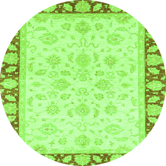 Round Oriental Green Traditional Rug, abs3428grn
