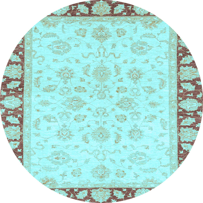 Round Oriental Light Blue Traditional Rug, abs3428lblu