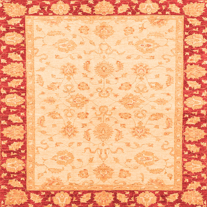 Square Machine Washable Oriental Orange Traditional Area Rugs, wshabs3428org