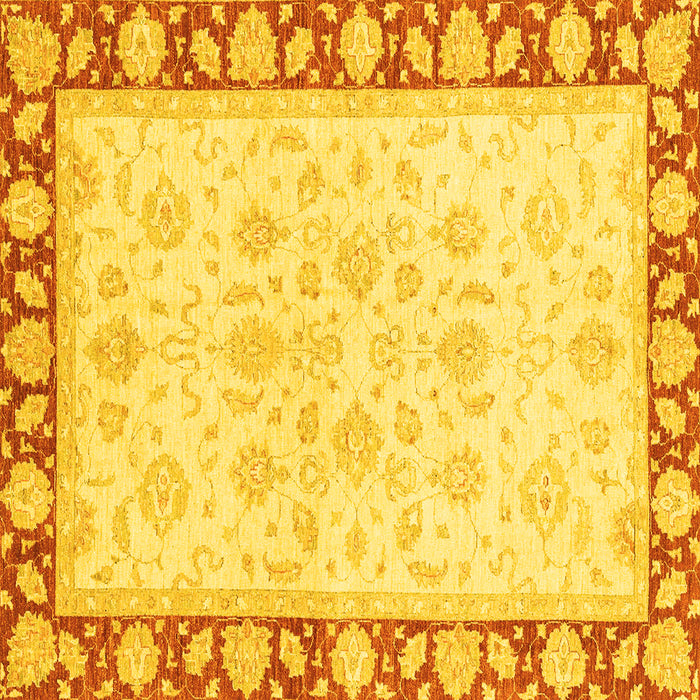 Square Machine Washable Oriental Yellow Traditional Rug, wshabs3428yw