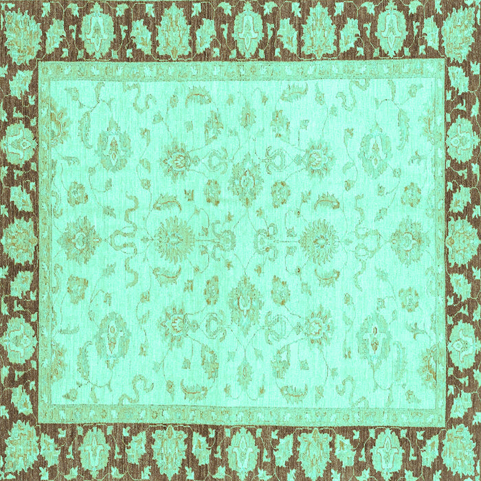 Square Machine Washable Oriental Turquoise Traditional Area Rugs, wshabs3428turq