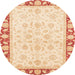 Round Machine Washable Abstract Khaki Gold Rug, wshabs3428