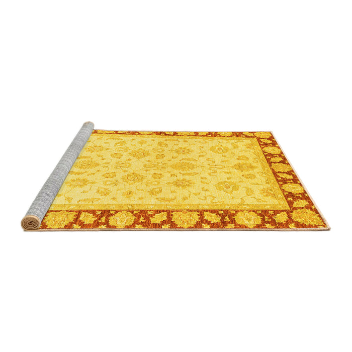 Sideview of Machine Washable Oriental Yellow Traditional Rug, wshabs3428yw