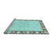 Sideview of Machine Washable Oriental Light Blue Traditional Rug, wshabs3428lblu