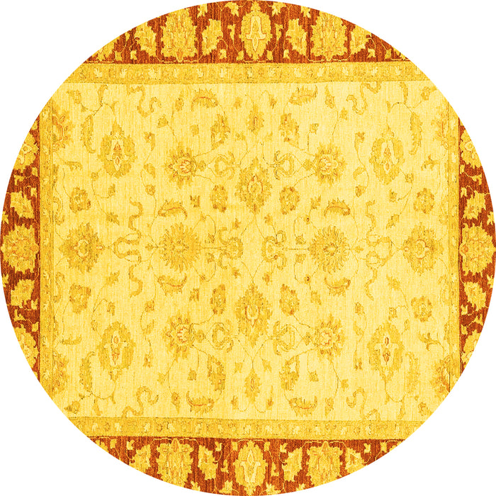 Round Oriental Yellow Traditional Rug, abs3428yw