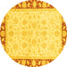 Round Oriental Yellow Traditional Rug, abs3428yw