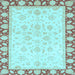 Square Machine Washable Oriental Light Blue Traditional Rug, wshabs3428lblu