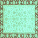 Square Oriental Turquoise Traditional Rug, abs3428turq