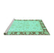 Sideview of Machine Washable Oriental Turquoise Traditional Area Rugs, wshabs3428turq