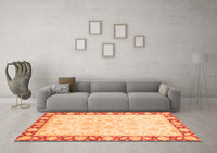 Machine Washable Oriental Orange Traditional Rug, wshabs3428org