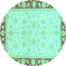 Round Oriental Turquoise Traditional Rug, abs3428turq