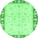 Round Oriental Emerald Green Traditional Rug, abs3428emgrn