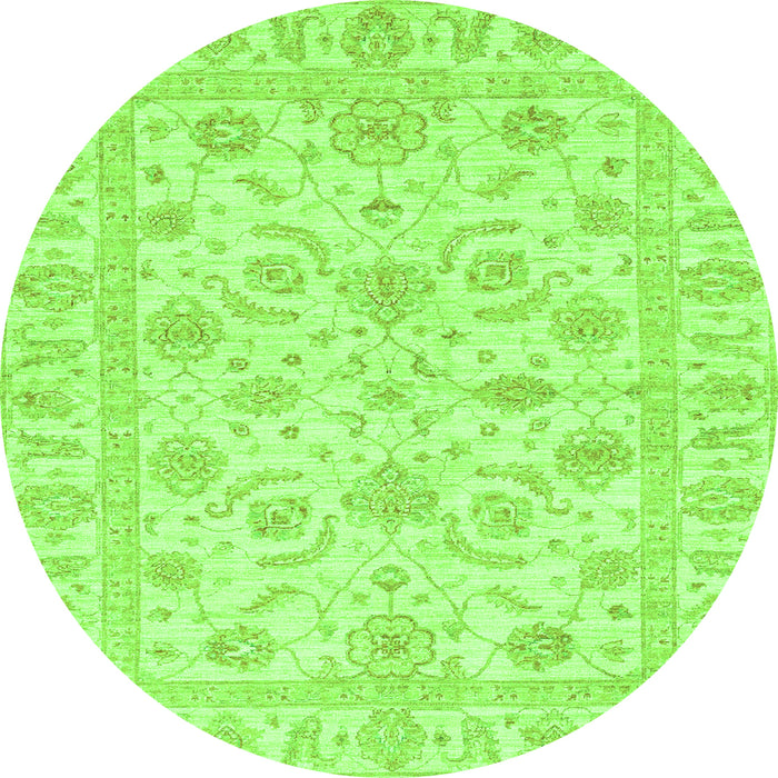 Round Machine Washable Oriental Green Traditional Area Rugs, wshabs3429grn