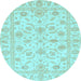 Round Oriental Light Blue Traditional Rug, abs3429lblu
