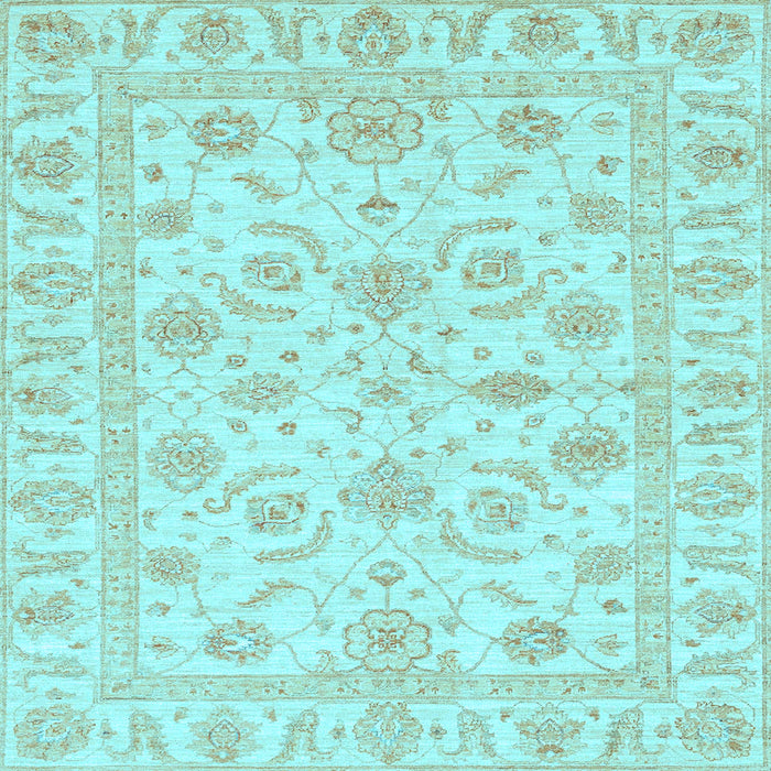 Square Machine Washable Oriental Light Blue Traditional Rug, wshabs3429lblu