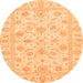 Round Machine Washable Oriental Orange Traditional Area Rugs, wshabs3429org