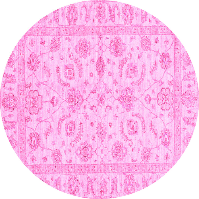 Round Oriental Pink Traditional Rug, abs3429pnk