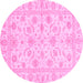 Round Oriental Pink Traditional Rug, abs3429pnk