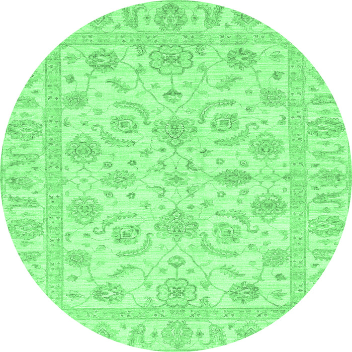 Round Oriental Emerald Green Traditional Rug, abs3429emgrn