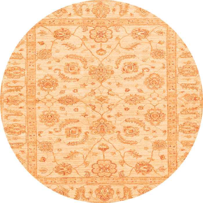 Round Oriental Orange Traditional Rug, abs3429org