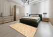 Abstract Sun Yellow Oriental Rug in a Bedroom, abs3429