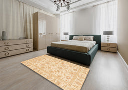 Abstract Sun Yellow Oriental Rug in a Bedroom, abs3429