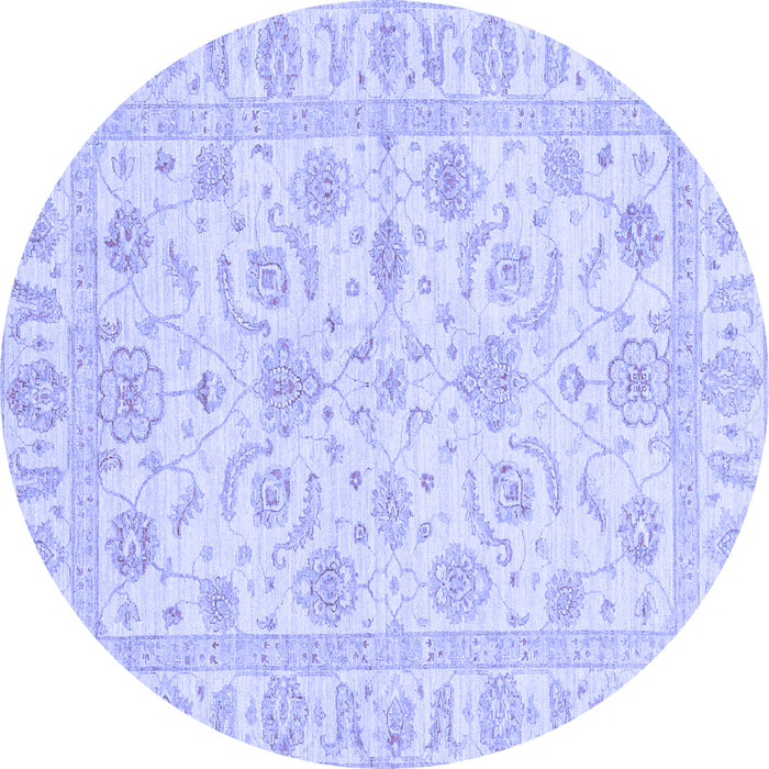 Round Machine Washable Oriental Blue Traditional Rug, wshabs3429blu