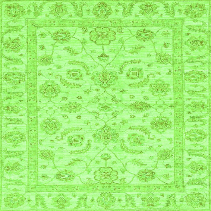 Square Machine Washable Oriental Green Traditional Area Rugs, wshabs3429grn