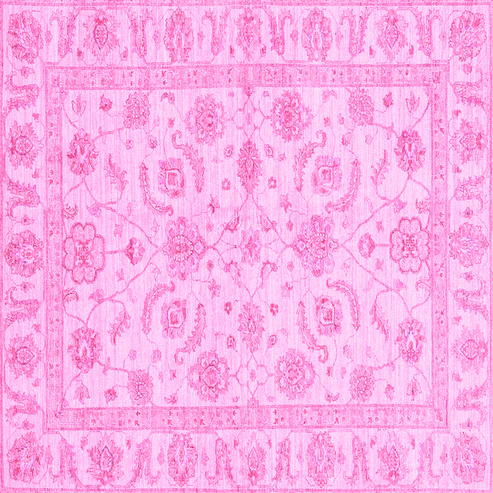 Square Machine Washable Oriental Pink Traditional Rug, wshabs3429pnk