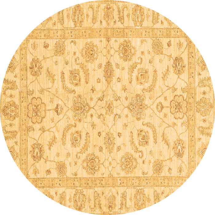 Round Machine Washable Oriental Brown Traditional Rug, wshabs3429brn