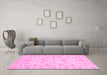 Machine Washable Oriental Pink Traditional Rug in a Living Room, wshabs3429pnk