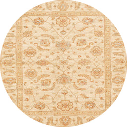 Round Abstract Sun Yellow Oriental Rug, abs3429