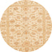 Round Abstract Sun Yellow Oriental Rug, abs3429