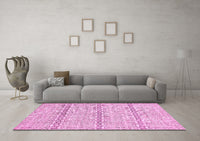 Machine Washable Abstract Pink Modern Rug, wshabs342pnk