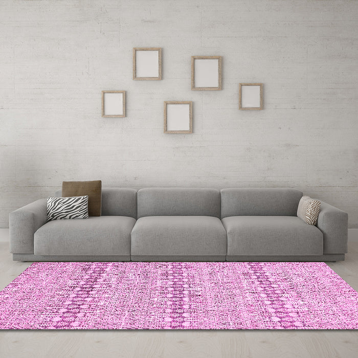 Machine Washable Abstract Pink Modern Rug in a Living Room, wshabs342pnk