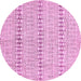 Round Machine Washable Abstract Pink Modern Rug, wshabs342pnk