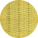 Round Machine Washable Abstract Yellow Modern Rug, wshabs342yw