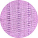 Round Machine Washable Abstract Purple Modern Area Rugs, wshabs342pur