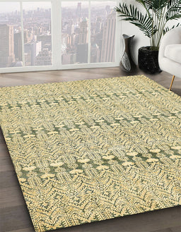 Abstract Sun Yellow Modern Rug in Family Room, abs342