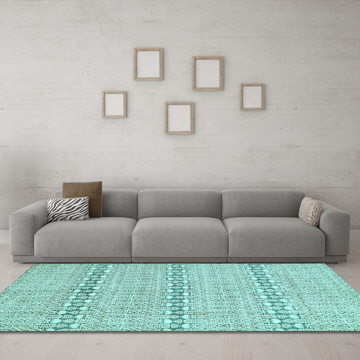Machine Washable Abstract Light Blue Modern Rug in a Living Room, wshabs342lblu