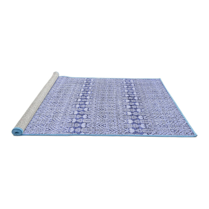 Sideview of Machine Washable Abstract Blue Modern Rug, wshabs342blu
