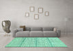 Machine Washable Abstract Turquoise Modern Area Rugs in a Living Room,, wshabs342turq