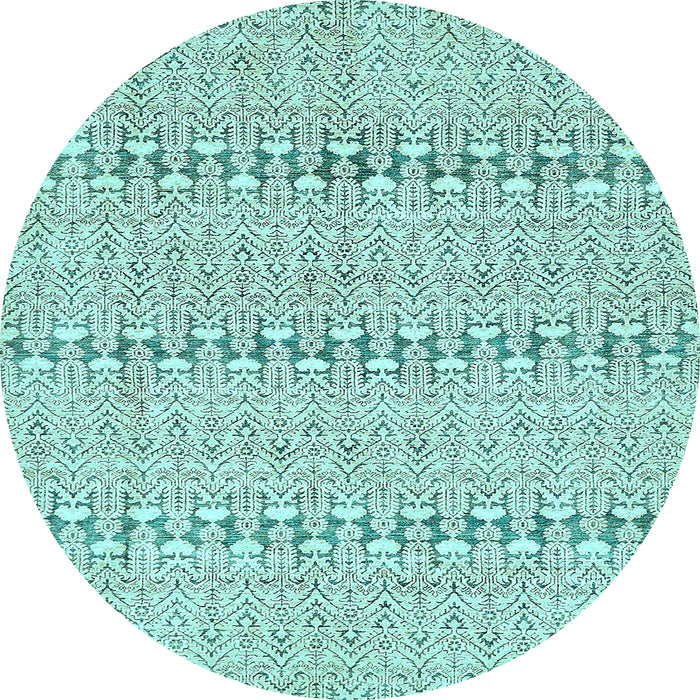 Round Abstract Light Blue Modern Rug, abs342lblu
